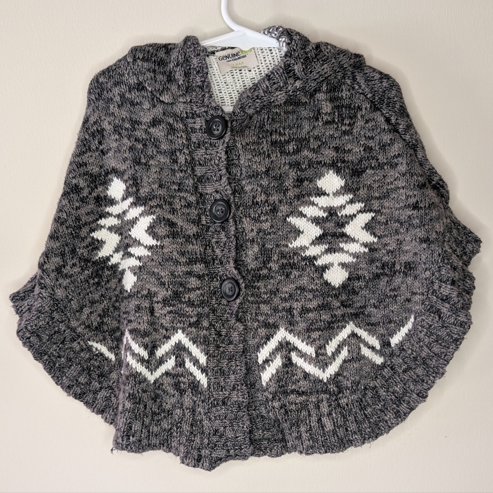 Black and White Patterned Poncho